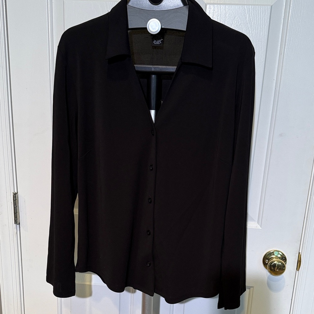 INC International Black Button Front Shirt